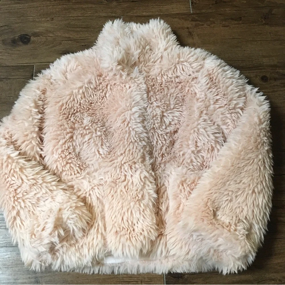Pink Faux Fur Jacket NWT L(10/12)